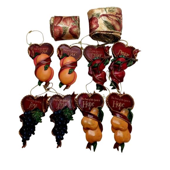 🎄 Fruit of the Spirit Ornaments 🍎🍐Set Christian Holiday Decor🍑🍇 - Picture 4 of 11